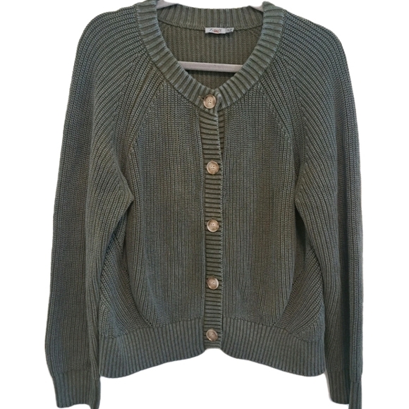 Faherty Sunwashed Fisherman Cardigan Green Blue Chunky Knit Button Sweater Sz XL - Picture 3 of 12